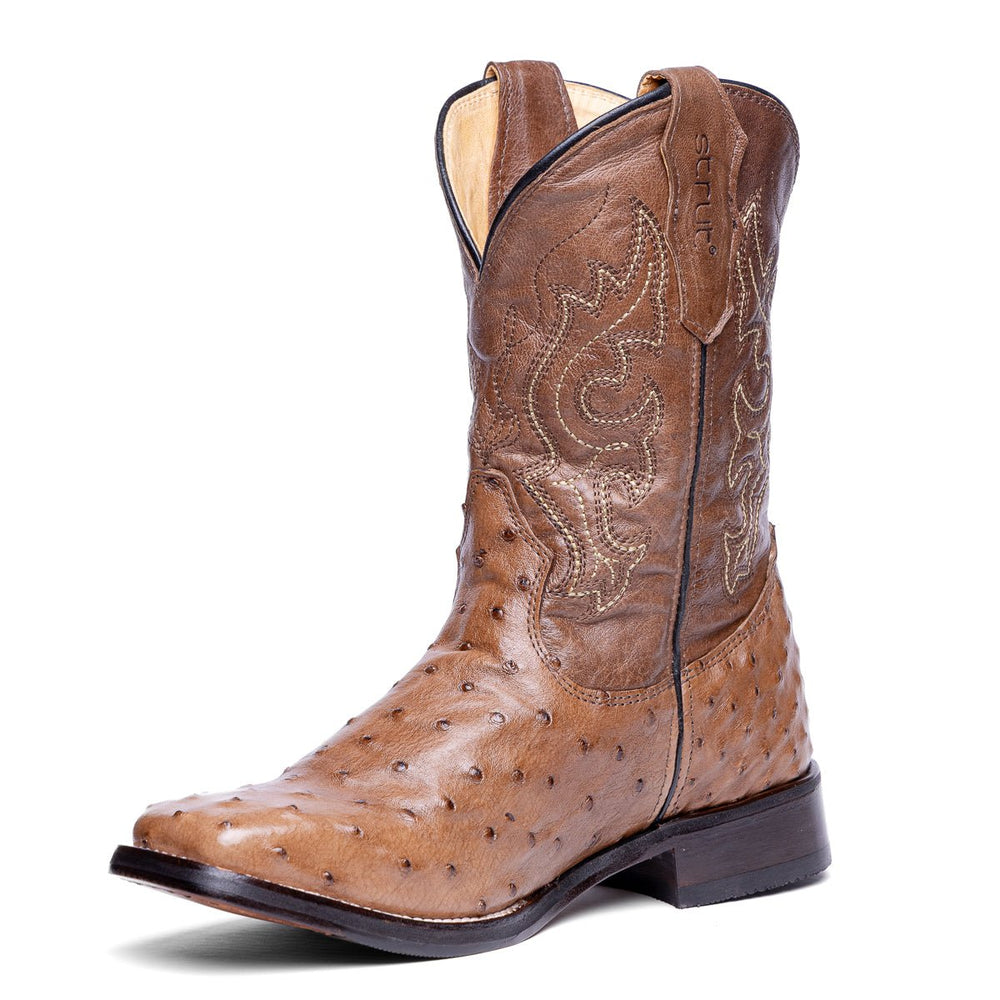 Bota Masculina Strut ST029 Couro de Avestruz e Cano Bordado - Strut