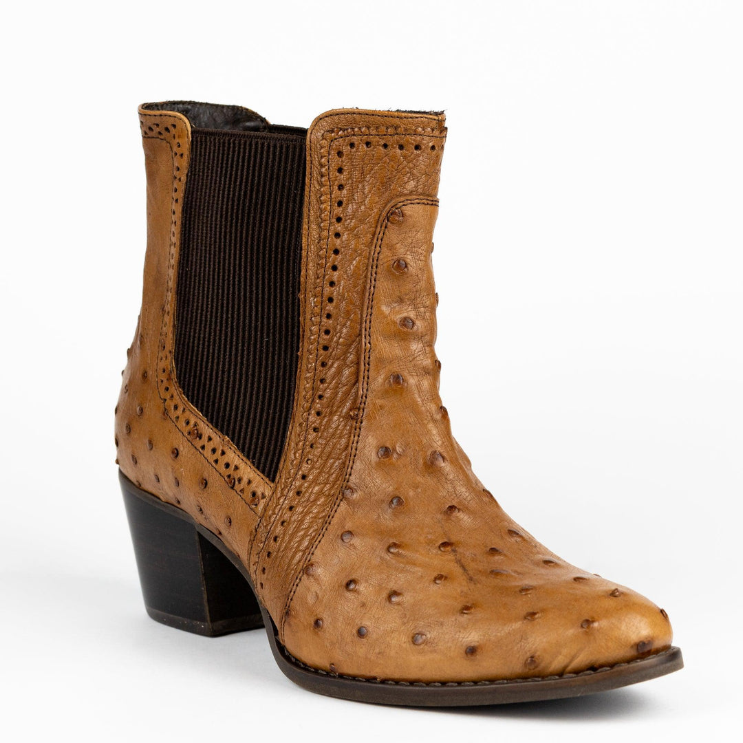 Bota Strut Feminina Couro de Avestruz Cheio Chestnut - Strut