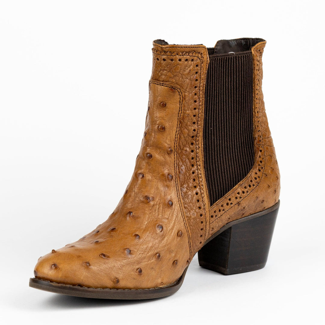 Bota Strut Feminina Couro de Avestruz Cheio Chestnut - Strut