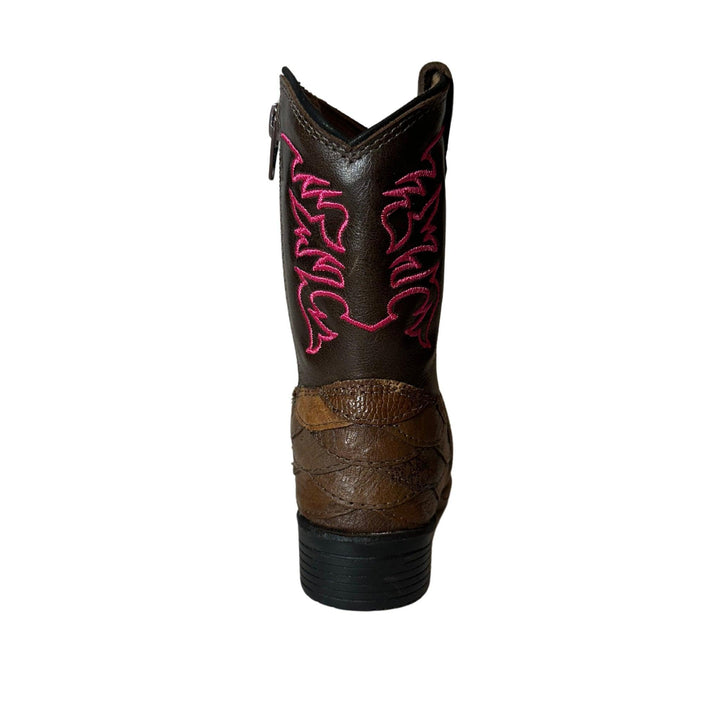 Bota Strut Feminina Infantil em Couro de Avestruz Escamado Tabaco - Strut