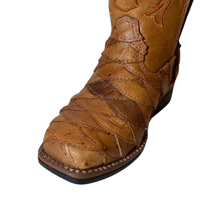 Bota Strut Infantil em Couro de Avestruz Escamado Chestnut - Strut