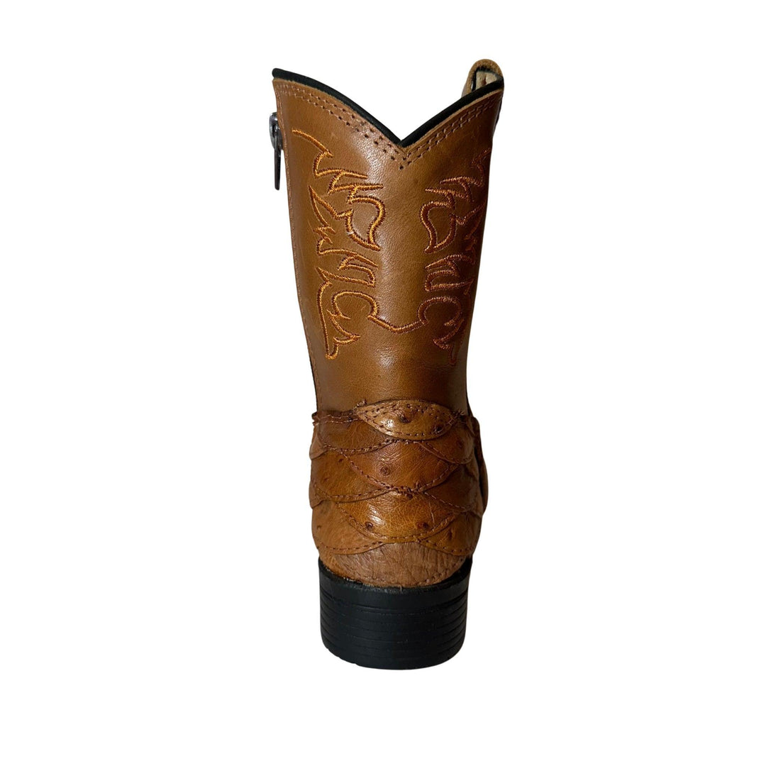 Bota Strut Infantil em Couro de Avestruz Escamado Chestnut - Strut