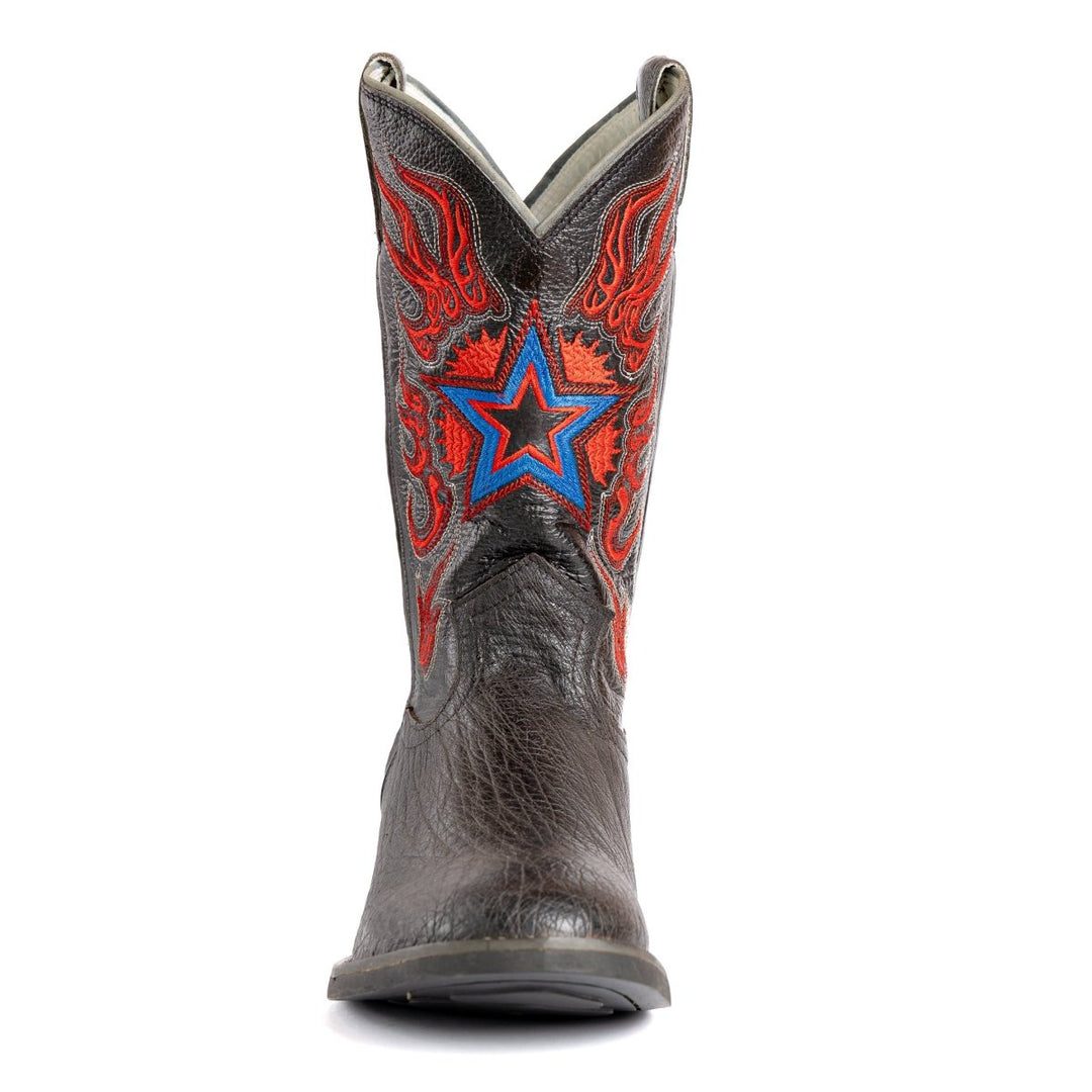 Bota Strut Masculina Couro de Avestruz Bico Redondo Preta - Strut