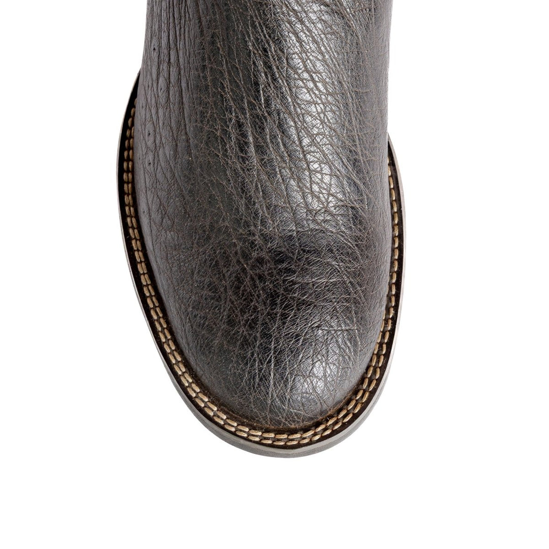 Bota Strut Masculina Couro de Avestruz Bico Redondo Preta - Strut