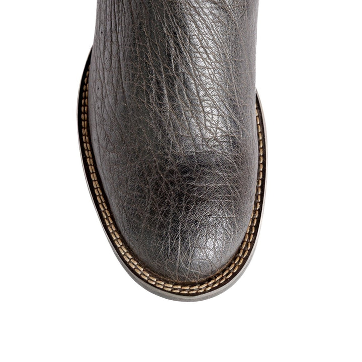 Bota Strut Masculina Couro de Avestruz Bico Redondo Preta - Strut