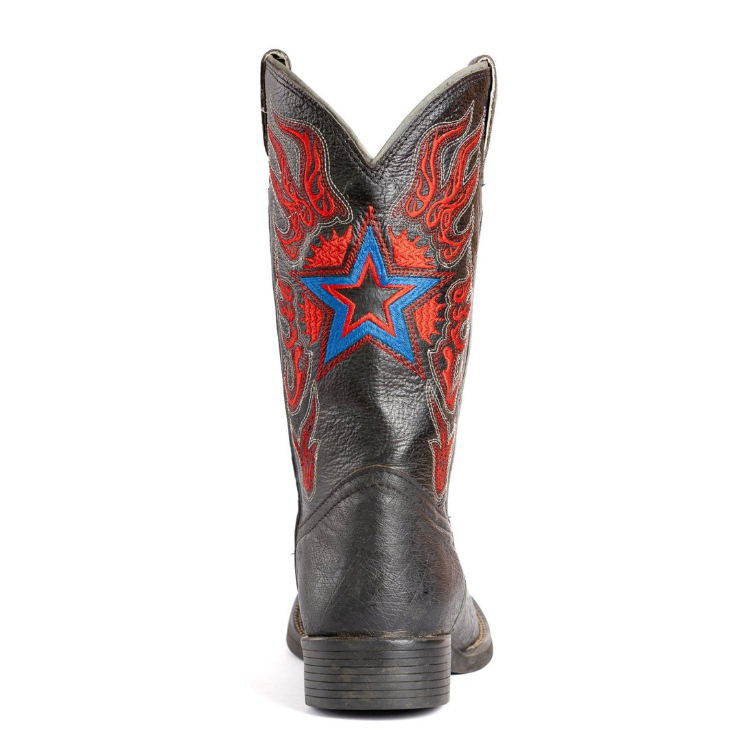Bota Strut Masculina Couro de Avestruz Bico Redondo Preta - Strut