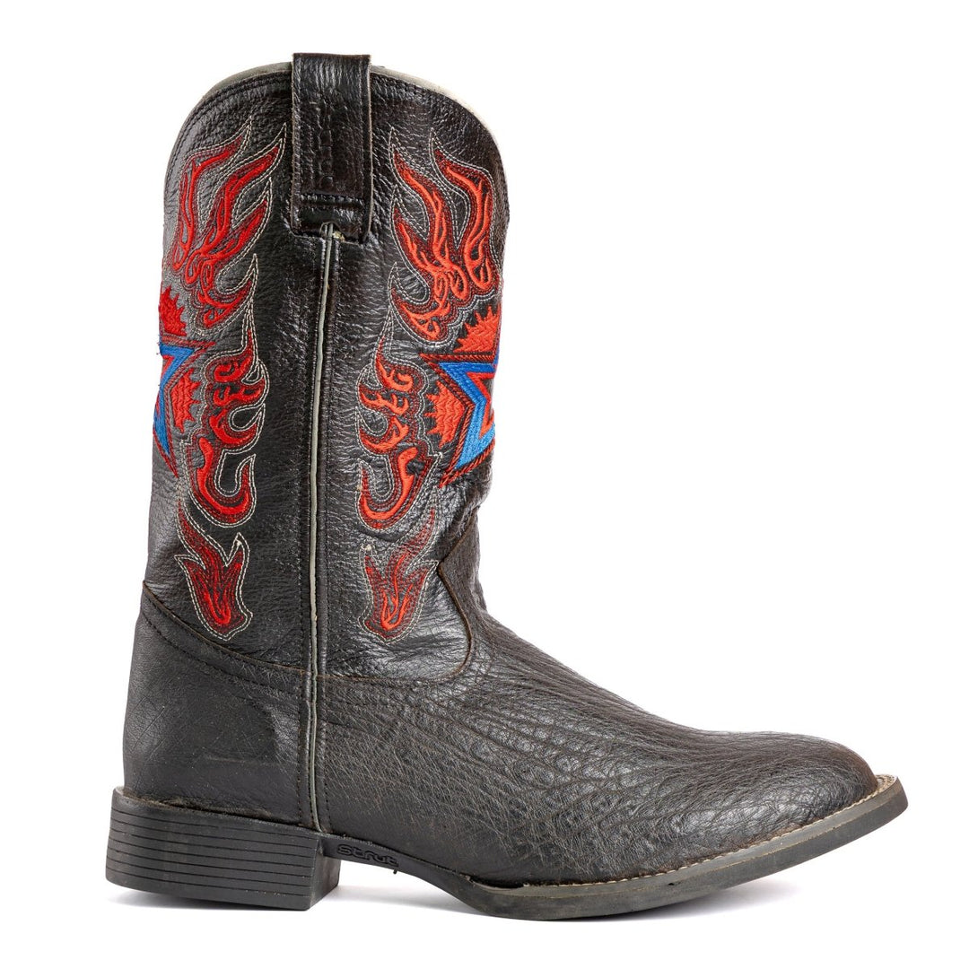 Bota Strut Masculina Couro de Avestruz Bico Redondo Preta - Strut