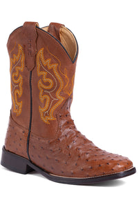 Bota Strut Masculina em Couro de Avestruz Cheio Caramelo - Strut