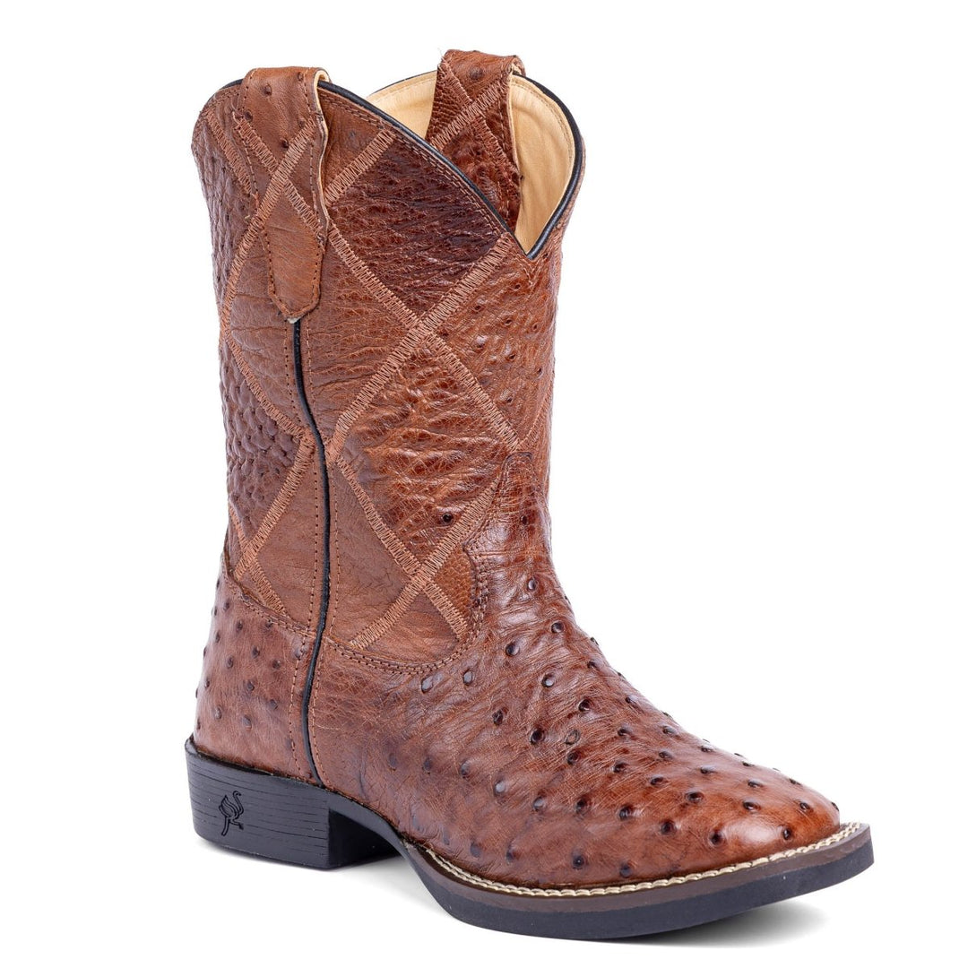 Bota Strut Masculina em Couro de Avestruz Cheio Caramelo ST011 - Strut