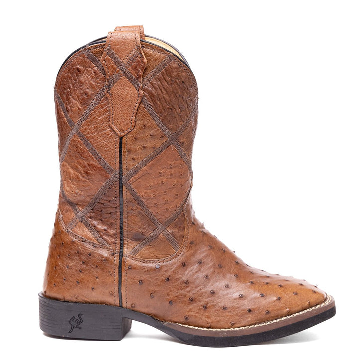 Bota Strut Masculina Em Couro De Avestruz Cheio St011 Tabaco - Strut