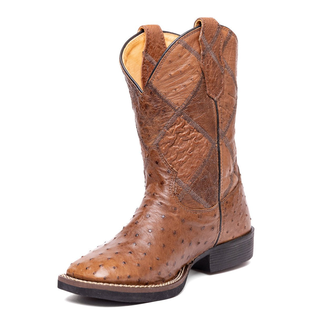 Bota Strut Masculina Em Couro De Avestruz Cheio St011 Tabaco - Strut