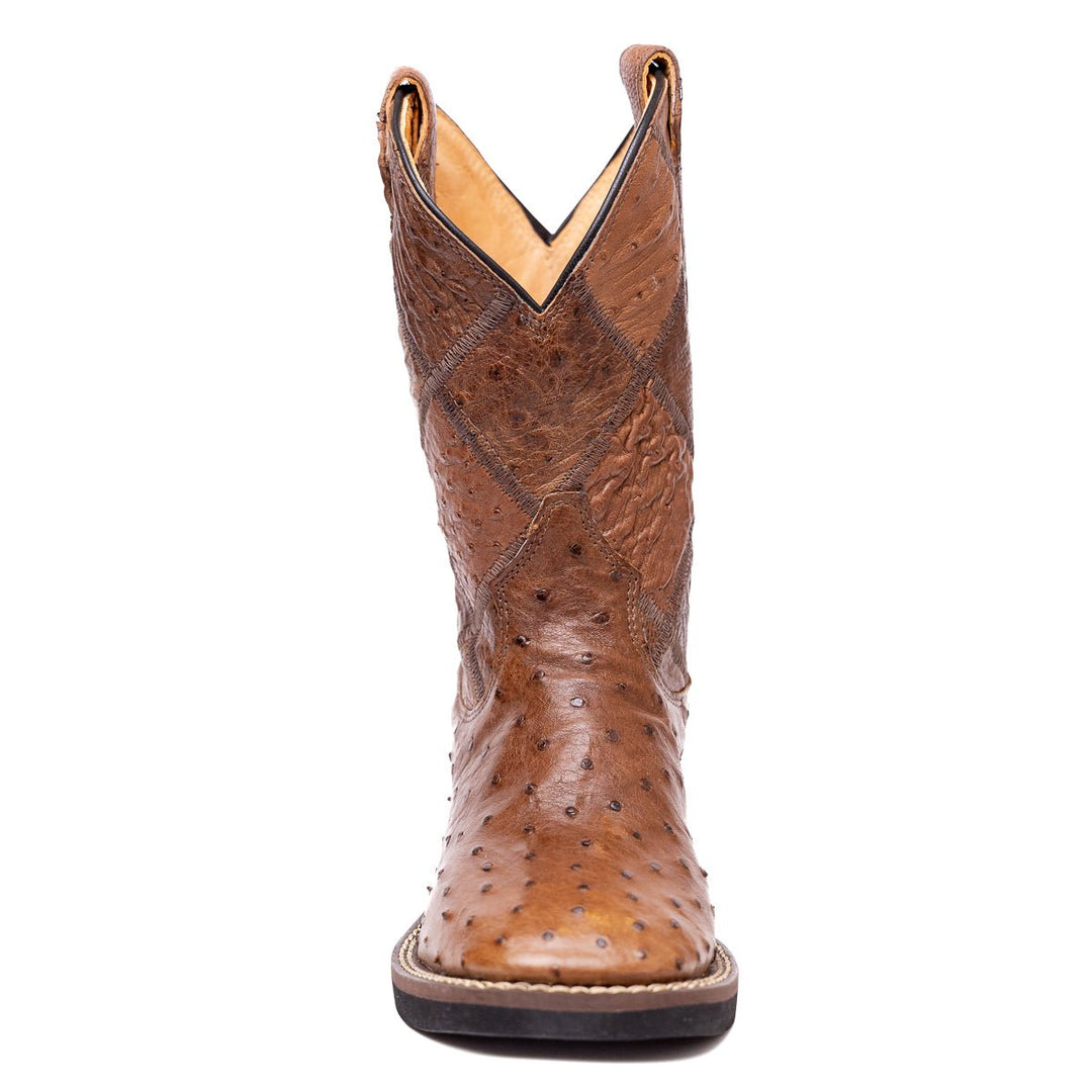 Bota Strut Masculina Em Couro De Avestruz Cheio St011 Tabaco - Strut