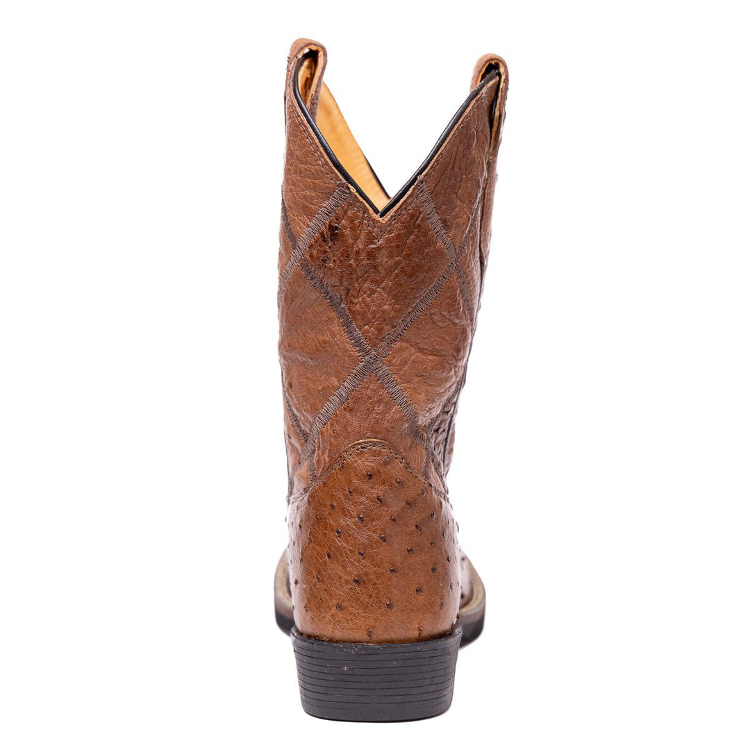 Bota Strut Masculina Em Couro De Avestruz Cheio St011 Tabaco - Strut