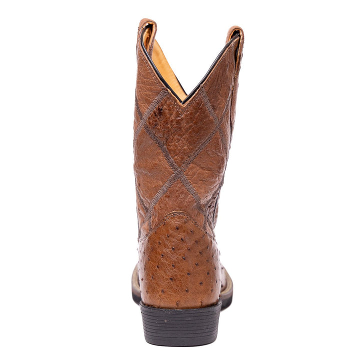 Bota Strut Masculina Em Couro De Avestruz Cheio St011 Tabaco - Strut