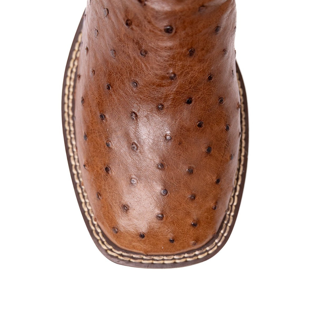 Bota Strut Masculina Em Couro De Avestruz Cheio St011 Tabaco - Strut
