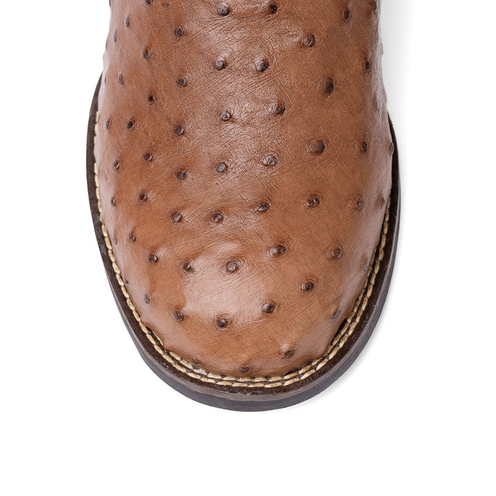 Bota Strut Masculina em Couro de Avestruz Cheio Tabaco - Strut