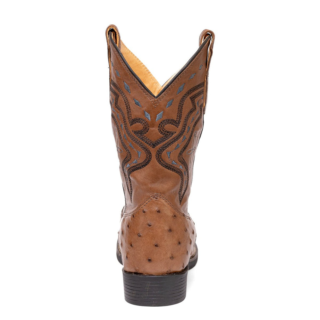 Bota Strut Masculina em Couro de Avestruz Cheio Tabaco - Strut