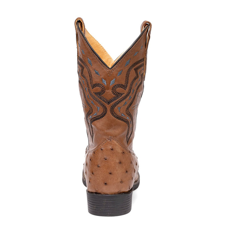 Bota Strut Masculina em Couro de Avestruz Cheio Tabaco - Strut