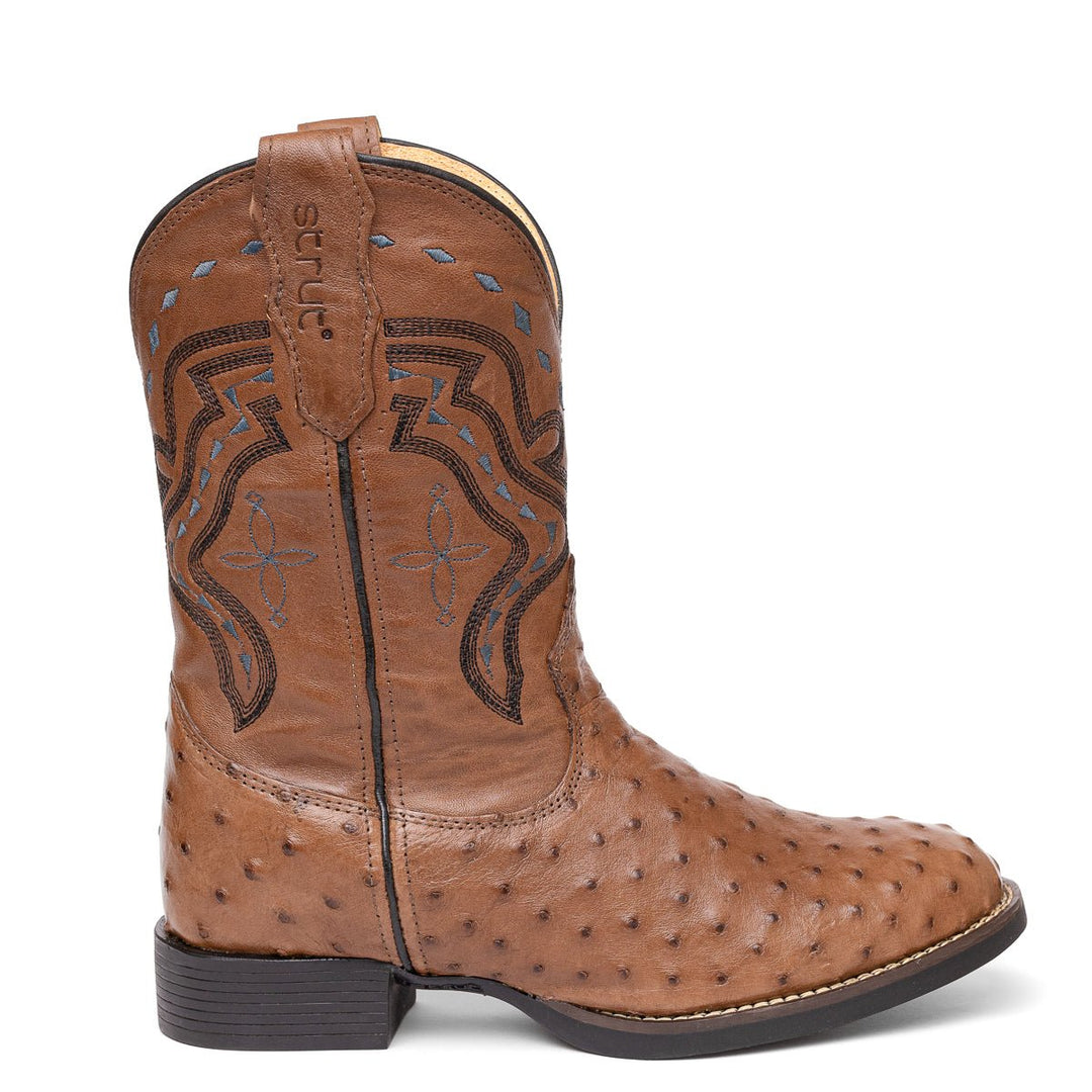 Bota Strut Masculina em Couro de Avestruz Cheio Tabaco - Strut