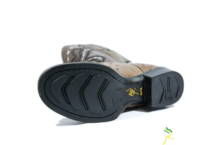 Bota Strut Masculina em Couro de Avestruz Cheio Tabaco - Strut