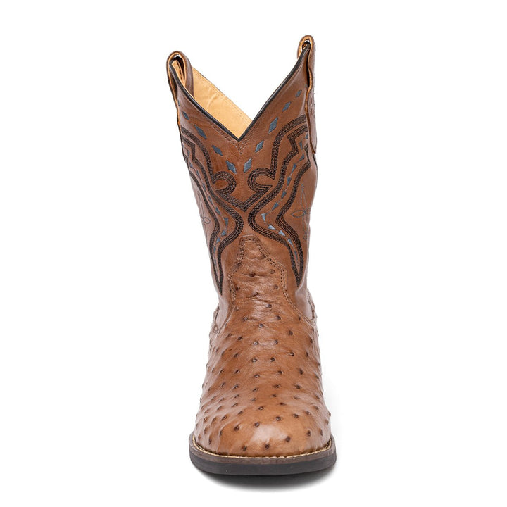 Bota Strut Masculina em Couro de Avestruz Cheio Tabaco - Strut