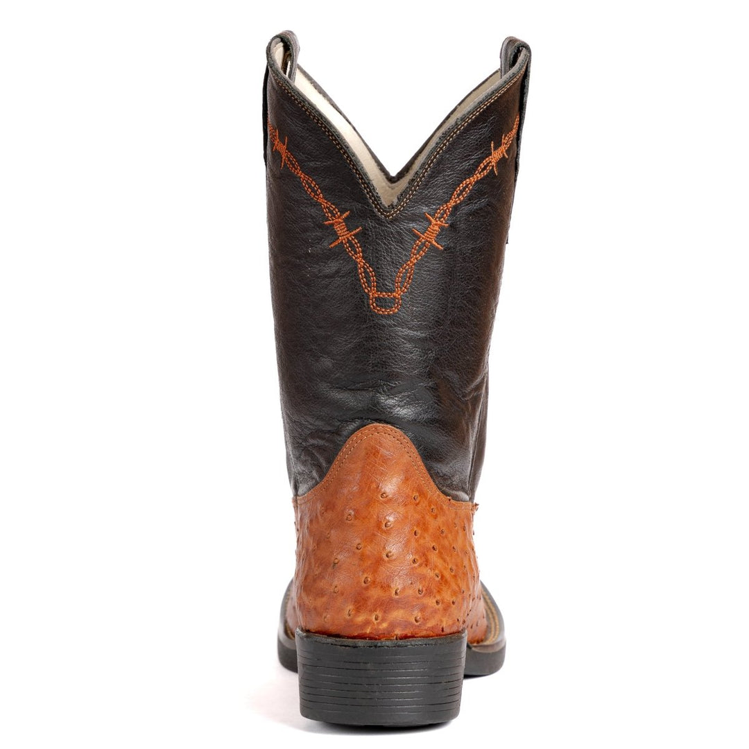 Bota Strut Masculina em Couro de Avestruz Cheio Whisky - Strut