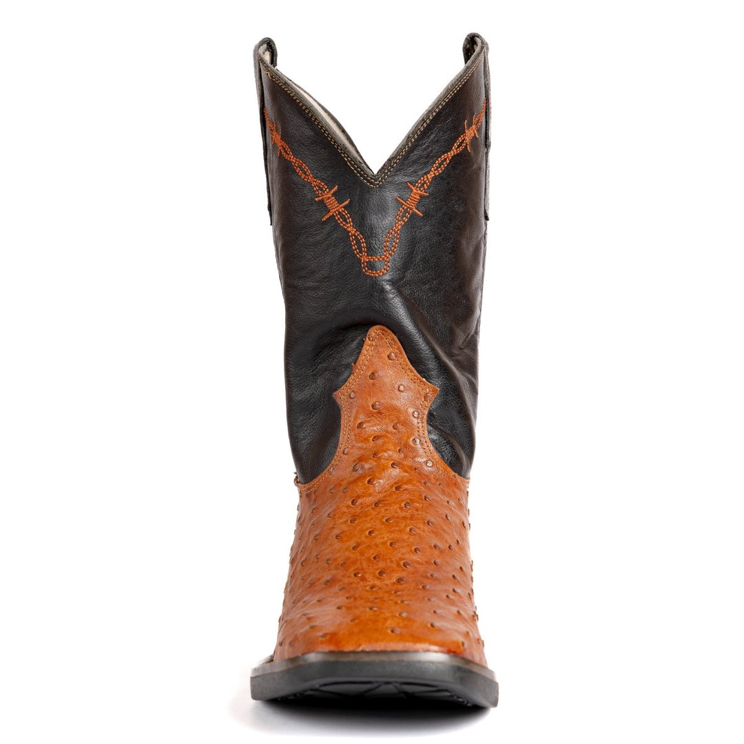 Bota Strut Masculina em Couro de Avestruz Cheio Whisky - Strut
