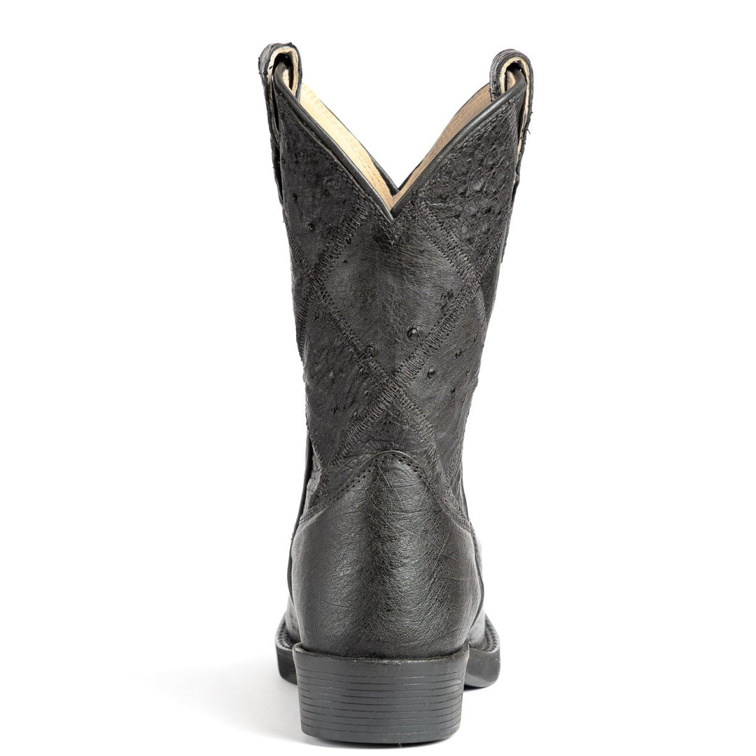 Bota Strut Masculina Em Couro De Avestruz Liso Bico Quadrado - Strut