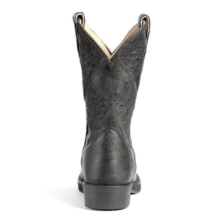 Bota Strut Masculina Em Couro De Avestruz Liso Bico Quadrado - Strut