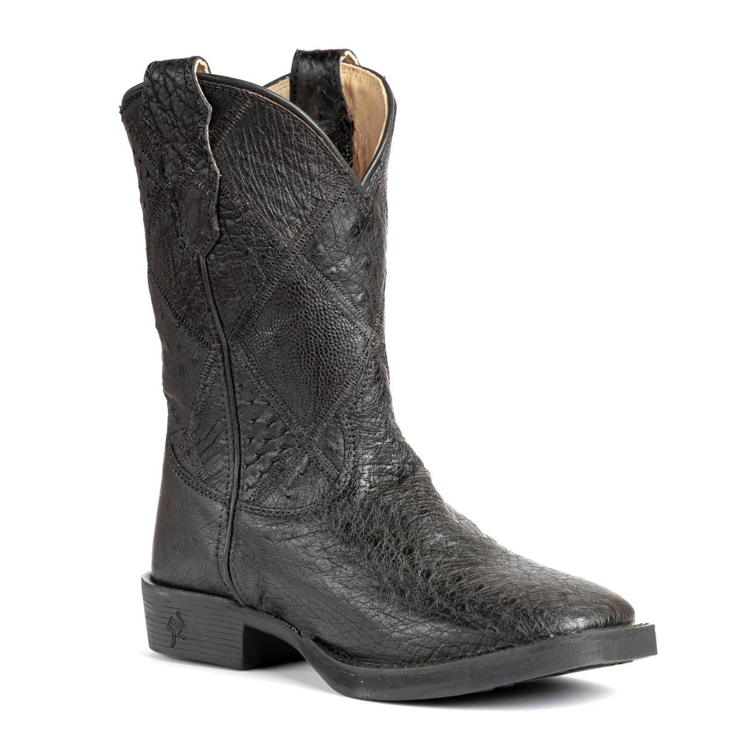 Bota Strut Masculina Em Couro De Avestruz Liso Bico Quadrado - Strut