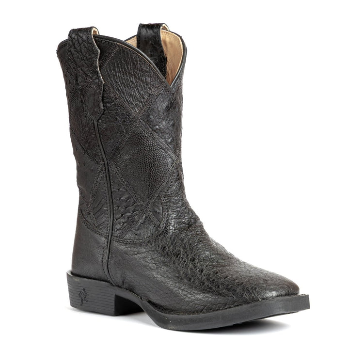 Bota Strut Masculina Em Couro De Avestruz Liso Bico Quadrado - Strut