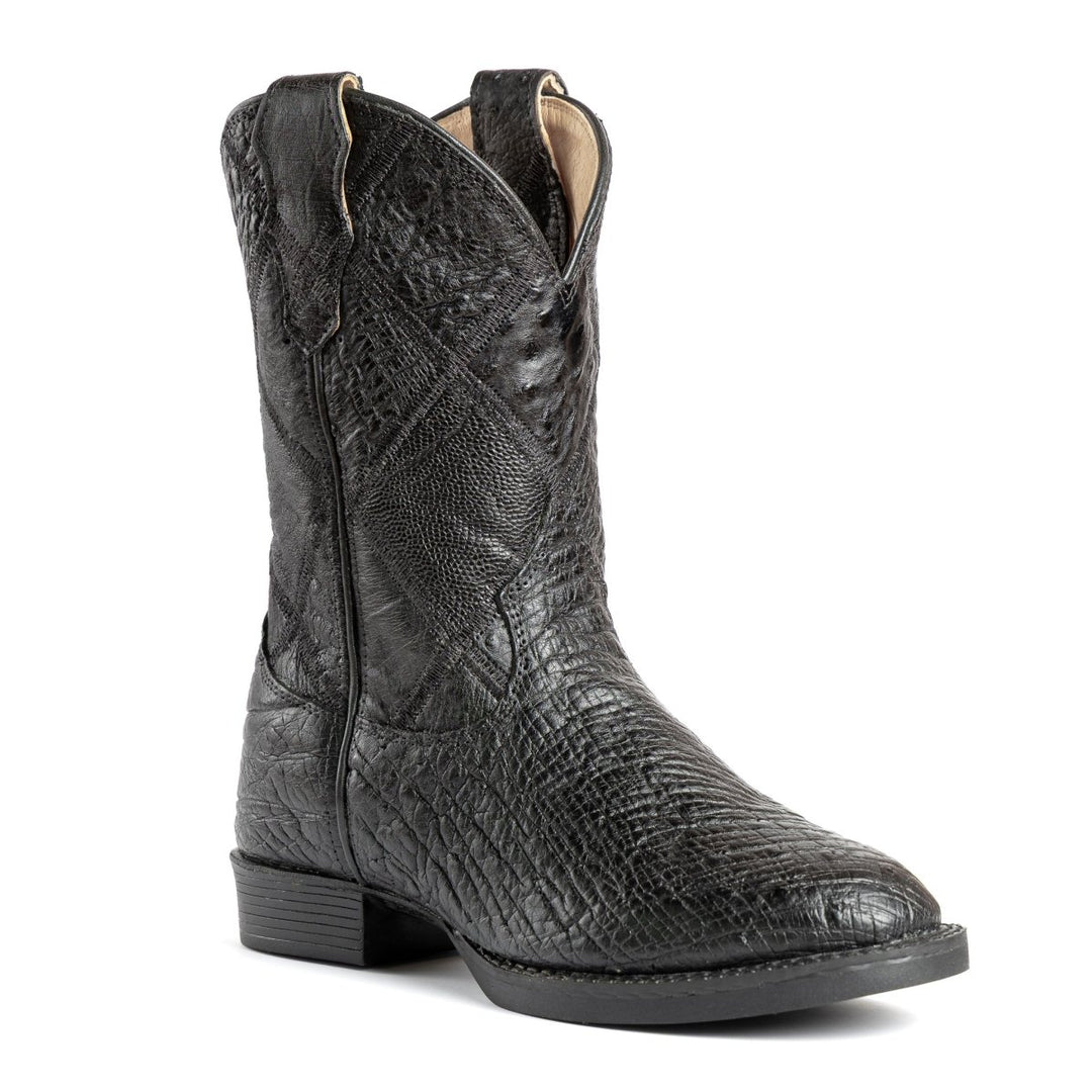 Bota Strut Masculina Em Couro De Avestruz Liso Bico Redondo - Strut
