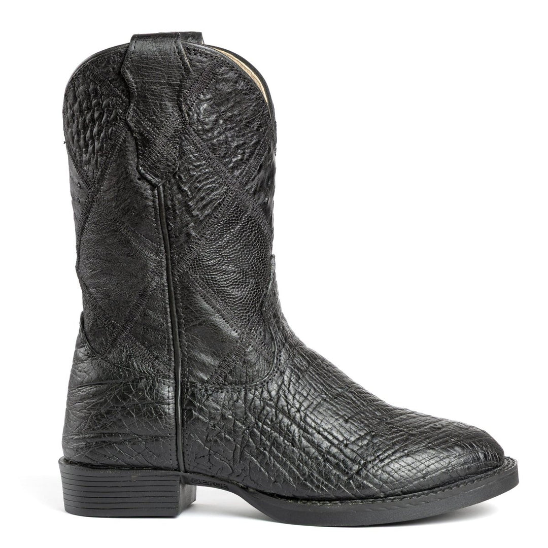 Bota Strut Masculina Em Couro De Avestruz Liso Bico Redondo - Strut