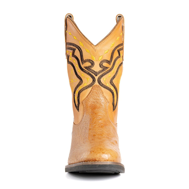 Bota Strut Masculina em Couro de Avestruz Liso Chestnut - Strut