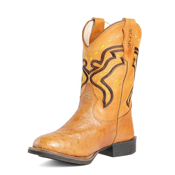 Bota Strut Masculina em Couro de Avestruz Liso Chestnut - Strut