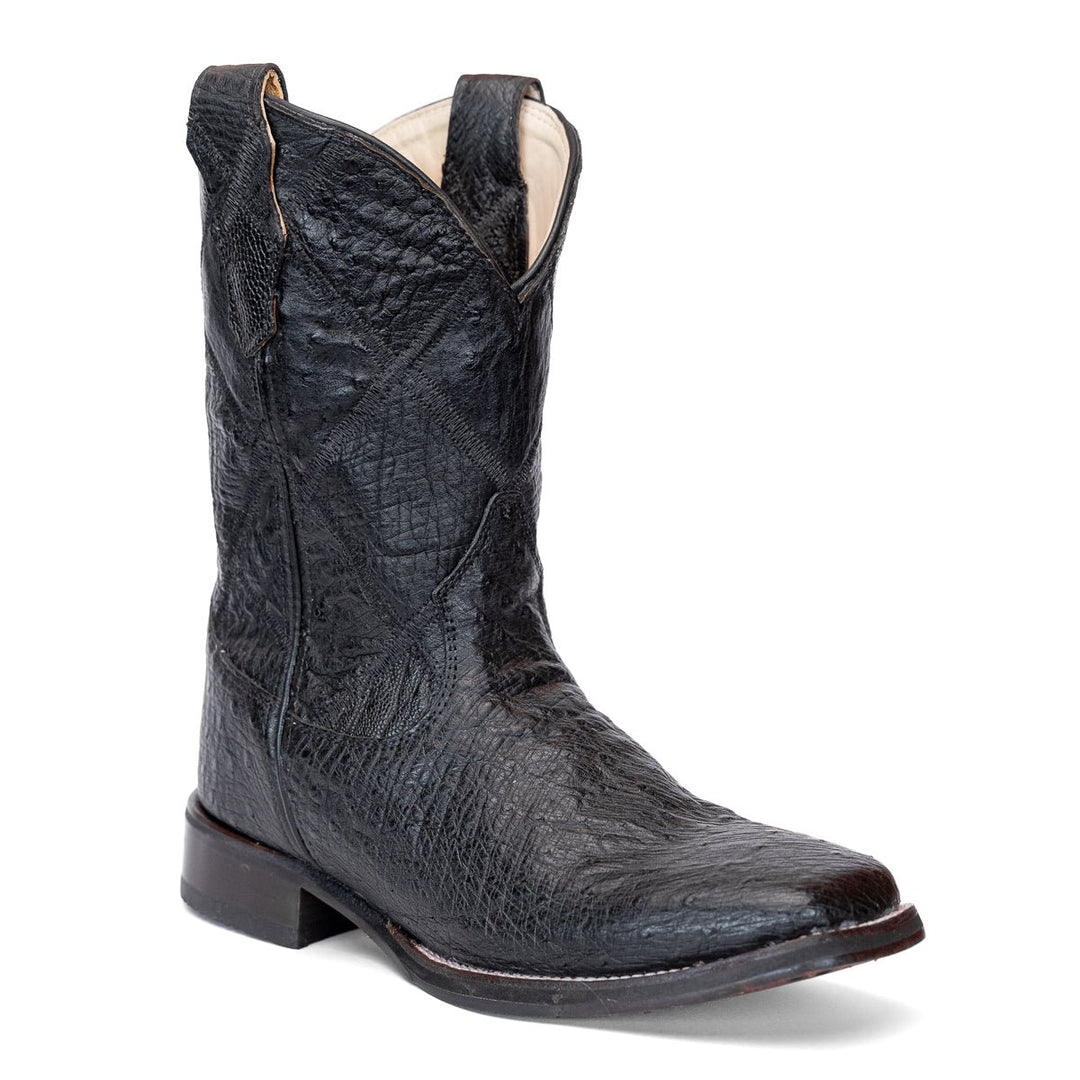 Bota Strut Masculina em Couro de Avestruz Liso Preta Cano Manta - Strut