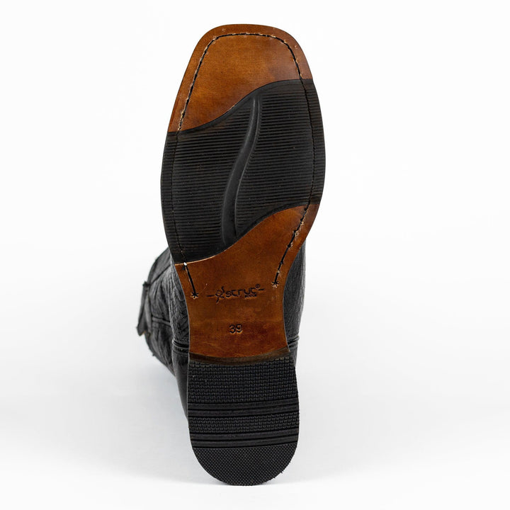 Bota Strut Masculina em Couro de Avestruz Liso Preta - Strut