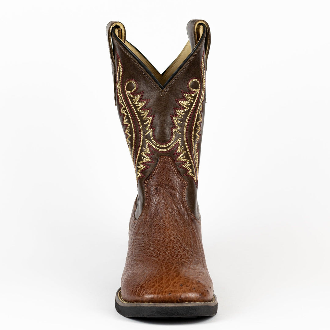 Bota Strut Masculina em Couro de Avestruz Liso Whisky - Strut