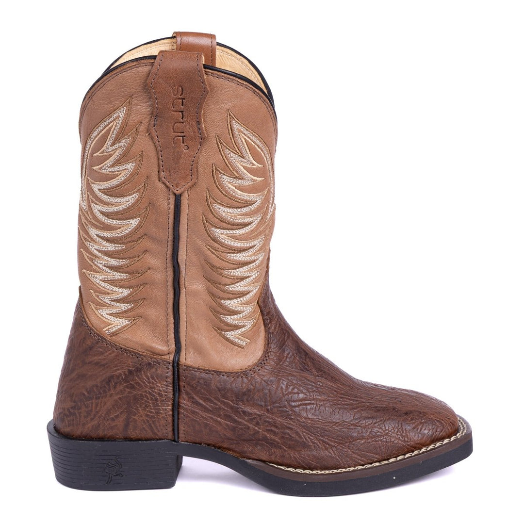 Bota Strut Masculina Em Couro De Carneiro Corrugado Tabaco - Strut