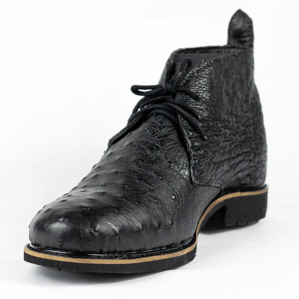 Botina Chelsea Masculina Strut em Couro de Avestruz Cheio Preto - Strut