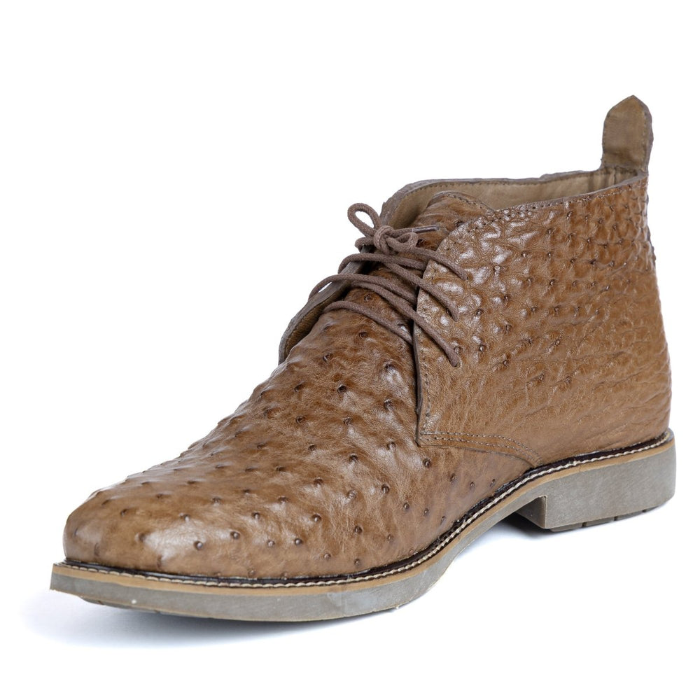 Botina Chelsea Masculina Strut em Couro de Avestruz Cheio Tabaco - Strut