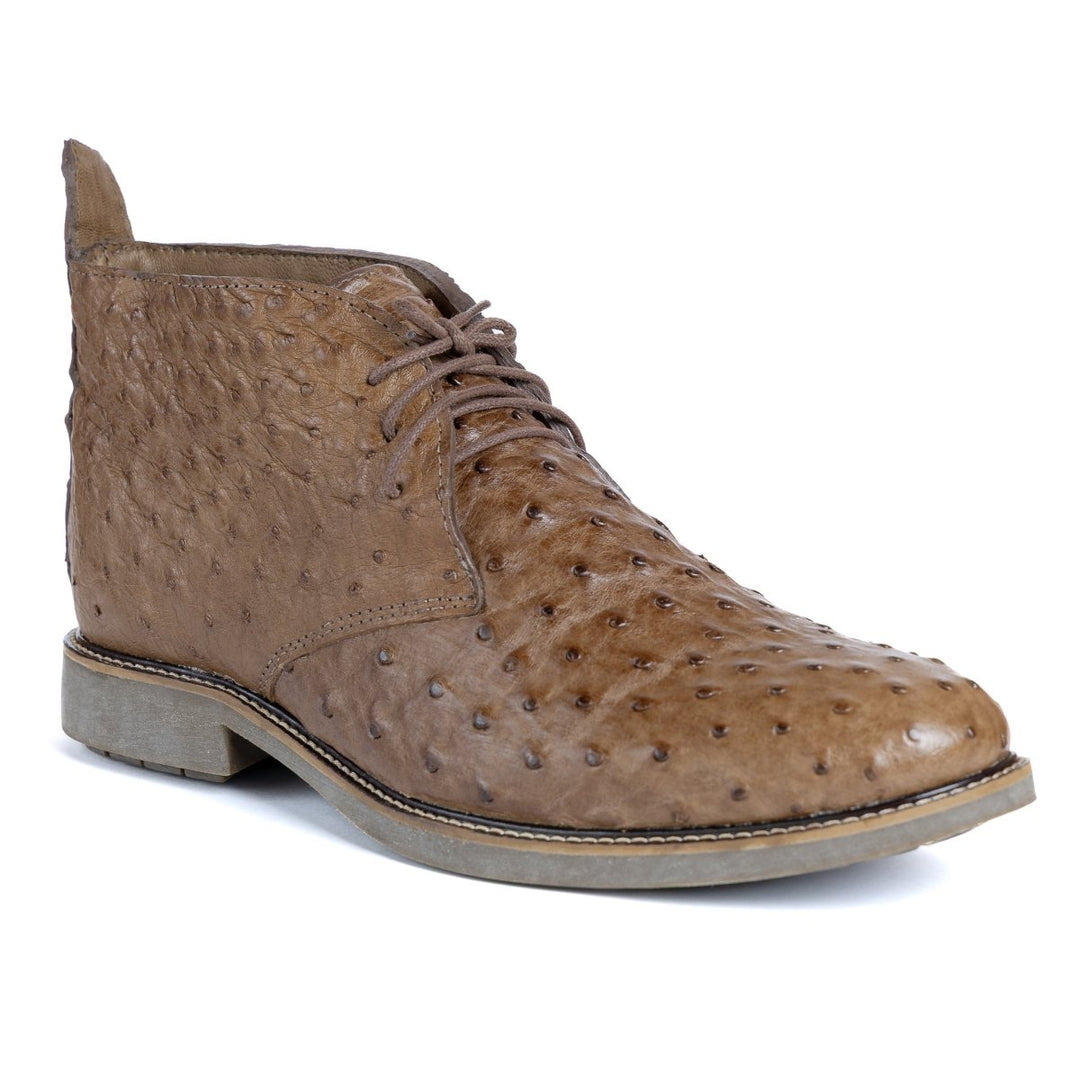 Botina Chelsea Masculina Strut em Couro de Avestruz Cheio Tabaco - Strut