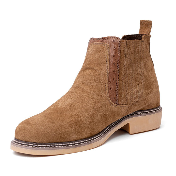 Botina Masculina Couro Bovino com Detalhe em Avestruz - Charmy - Strut