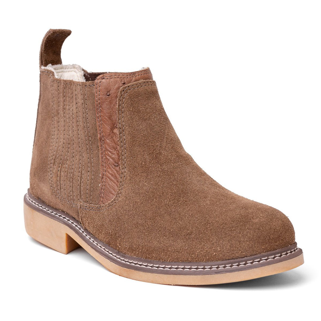 Botina Masculina Couro Bovino com Detalhe em Avestruz - Tabaco - Strut