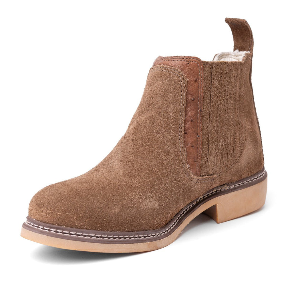 Botina Masculina Couro Bovino com Detalhe em Avestruz - Tabaco - Strut