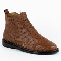 Botina Strut Masculina em Couro de Avestruz Cheio Whisky - Strut