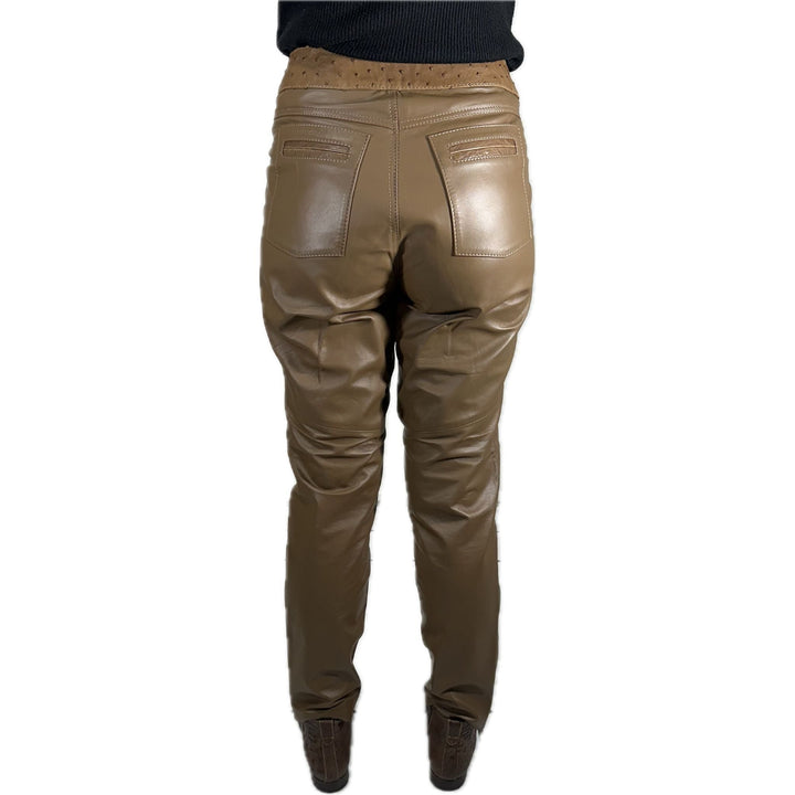 Calça de Couro Feminina Strut Avestruz e Carneiro 190 Tabaco - Strut