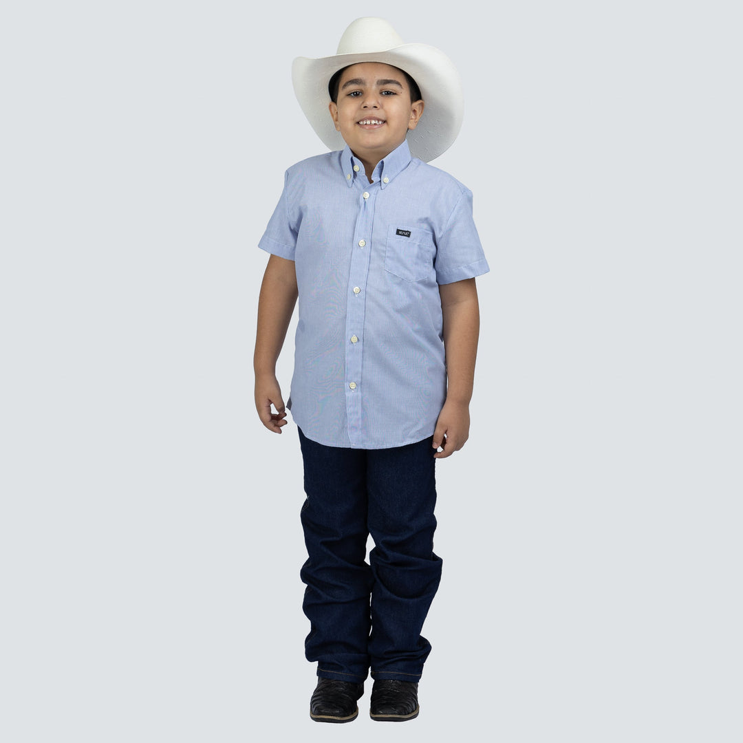 Camisa Infantil Manga Curta Masculina Azul Strut - Strut