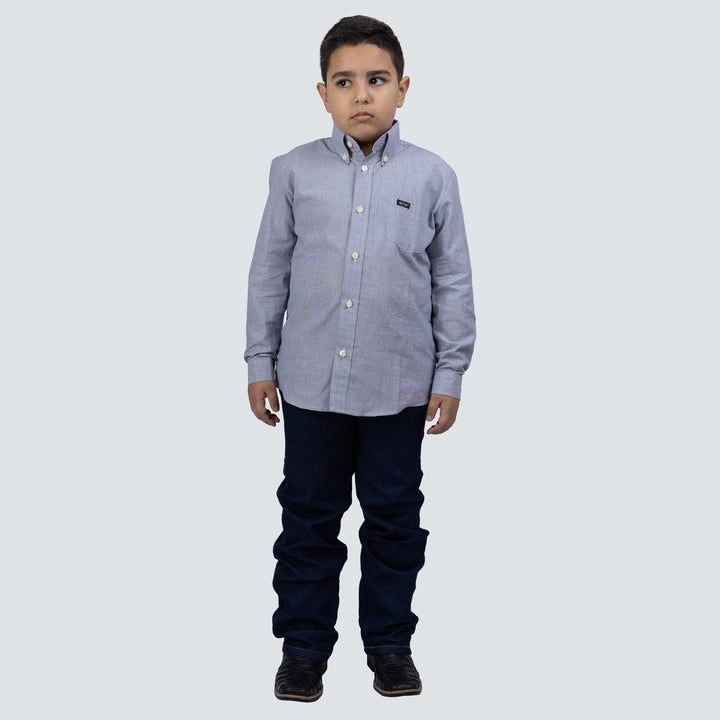 Camisa Infantil Manga Longa Cinza Masculina - Strut