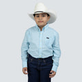 Camisa Infantil Xadrez Manga Longa Azul Claro - Strut